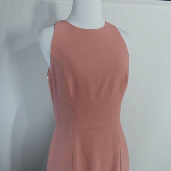 Dessy Collection 3029 Desert Rose Diamond Cut Out Back Trumpet Gown Front Slit 6 - Picture 4 of 14